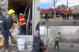Sucursal de Oxxo en la colonia Magdalena de los Reyes, en Los Reyes La Paz, tras los ataques que provocaron incendios