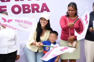 La presidenta municipal, Carmen Albarrán Gabriel, encabezó el inicio de cuatro obras de infraestructura en comunidades de Donato Guerra.