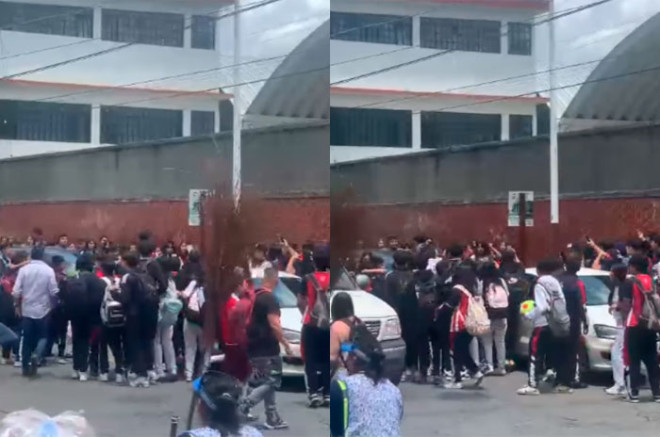 #Video: Captan pelea entre estudiantes afuera de secundaria de #Texcoco