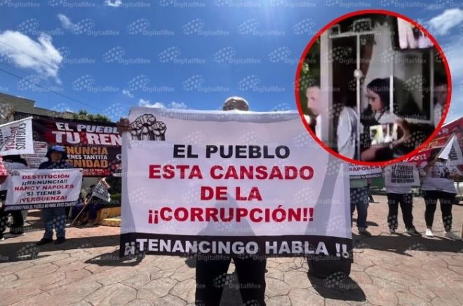Habitantes inconformes se manifestaron afuera de los juzgados de Tenancingo durante la audiencia de la alcaldesa Nancy Nápoles.