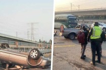 En el lugar quedaron involucrados una camioneta y un coche compacto.