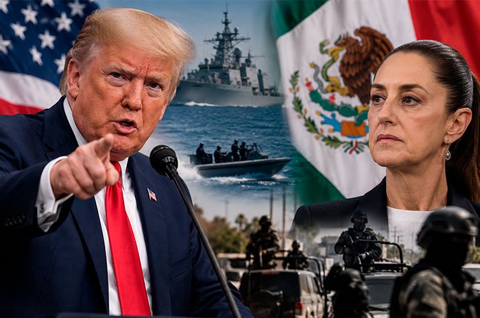 Donald Trump aseguró que los cárteles controlan México y reiteró la posibilidad de una ofensiva terrestre, mientras Claudia Sheinbaum mantiene su rechazo a cualquier intervención militar estadounidense.