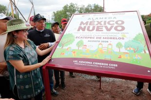 Azucena Cisneros Coss encabezó la entrega de la Alameda México Nuevo, espacio recuperado tras el retiro de más de mil 600 toneladas de basura y cascajo.