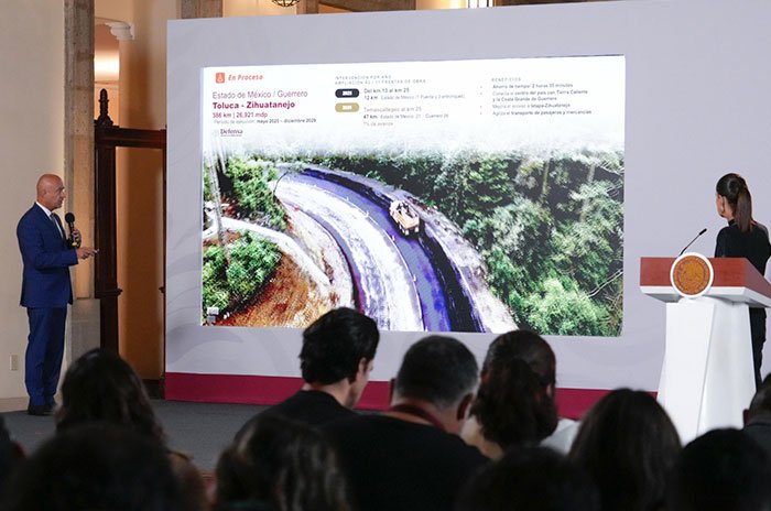 Jesús Antonio Esteva Medina, secretario de Infraestructura, Comunicaciones y Transportes, informó sobre los avances y trabajos previstos en la modernización de la carretera Toluca-Zihuatanejo.