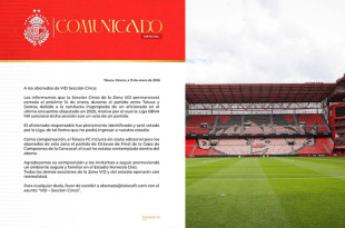 La sección VID permanecerá cerrada para el juego de la jornada dos de la Liga MX entre Toluca y Santos.