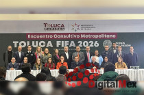 Autoridades del Estado de México y municipios del Valle de Toluca durante el Encuentro Consultivo Metropolitano Toluca FIFA 2026, coordinando acciones rumbo al Mundial.