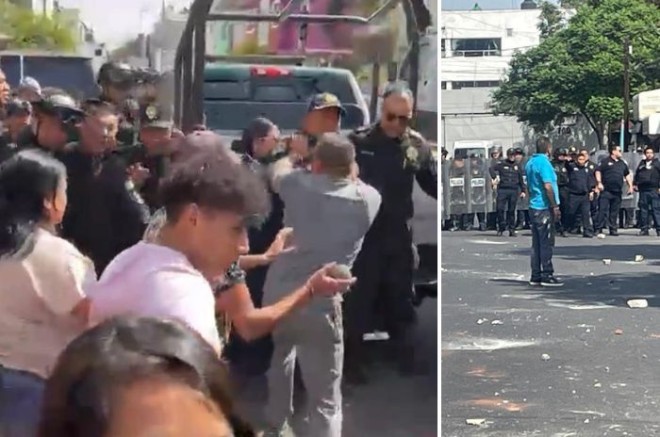 Tras la muerte del adulto mayor los vecinos enardecidos lanzaron piedras a los policías y los acorralaron en su patrulla.