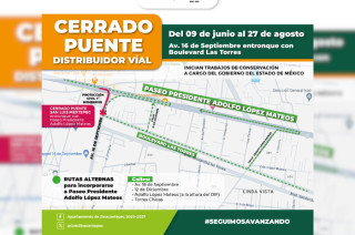 Anuncio oficial del cierre del puente San Luis Mextepec