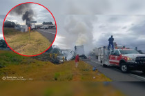 La unidad transportaba papel de baño, lo que intensificó las llamas y generó una densa columna de humo.