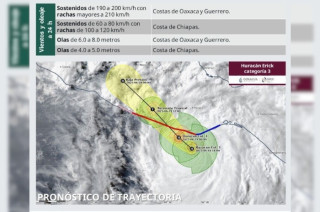 Trayectoria del huracán Erick rumbo al centro del país