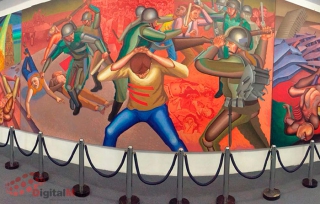 La historia detrás del mural “Tlatelolco, lugar del sacrificio”