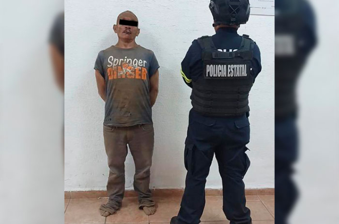 Policías estatales intervinieron en la comunidad de Los Saucos y aseguraron un arma blanca.