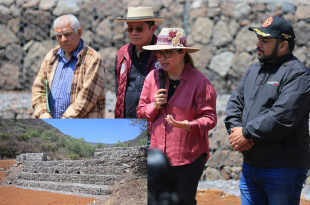 Azucena Cisneros supervisa la nueva presa de gavión en la Sierra de Guadalupe, diseñada para contener escurrimientos y proteger a miles de familias en Ecatepec.