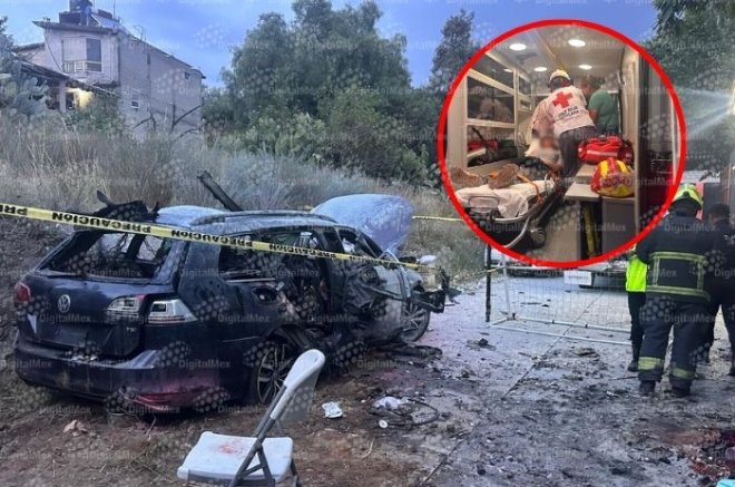 Explosión de pirotecnia provoca incendio de un vehículo y deja 11 personas lesionadas en Cuautitlán Izcalli.