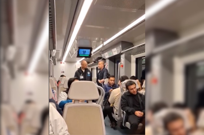 Guardia del Tren El Insurgente discute con pasajero