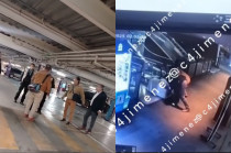 Momentos en que el diputado Wblester Santiago Pineda y Ariel Juárez Cisneros agreden a personal de seguridad