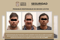 Los tres detenidos fueron asegurados por elementos de la Secretaría de Seguridad del Estado de México