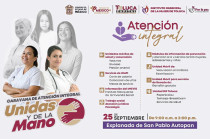 El Gobierno de Toluca invita a la Caravana de Atención Integral “Unidas y de la Mano”, con servicios gratuitos de salud, bienestar y prevención para mujeres, niñas y adolescentes.