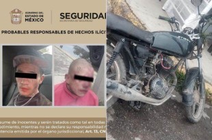 Tras una persecución y perder el control de su unidad, la Policía Estatal pudo detenerlos y asegurar una réplica de arma de fuego calibre 4.25 milímetros.