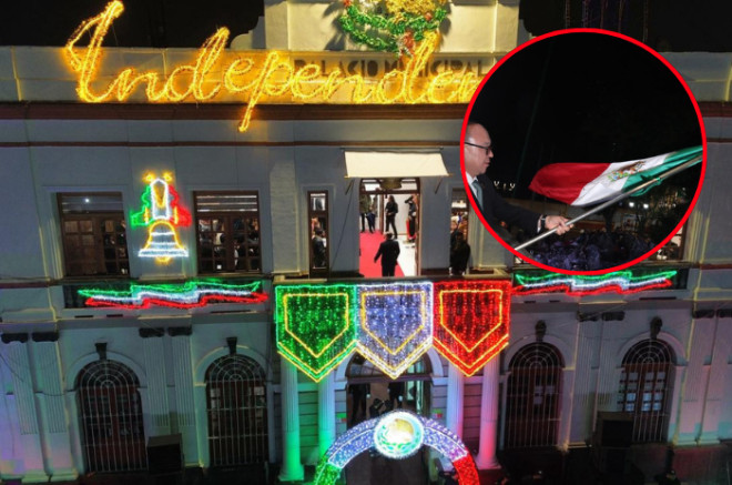 Manuel Vilchis Viveros da el Grito de Independencia en Zinacantepec.