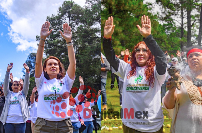 María Guadalupe Escobar, presidenta de la APYCM, con Erika Olea, alcaldesa de Santiago Tianguistenco