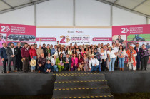Carmen Albarrán, durante su participación en el informe encabezado por la Mtra. Delfina Gómez