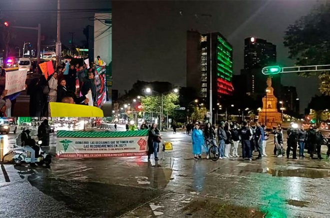 Trabajadores del IMSS realizaron bloqueos en distintas vialidades para exigir un aumento salarial del 10% y mejores condiciones laborales.