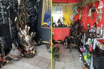 Altar de santería donde habría restos óseos posiblemente animales y/o humanos