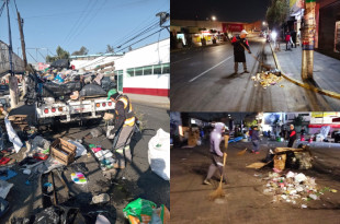 Personal de Servicios Públicos del Gobierno de Naucalpan realiza labores de barrido manual y mecánico en vialidades principales del municipio