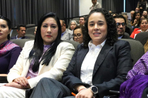 Martha Azucena Camacho Reynoso, presidenta de la Directiva de la LXII Legislatura mexiquense, y Amalia Pulido Gómez, consejera presidenta del IEEM.