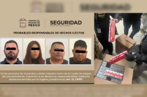 En el inmueble, localizaron dos vehículos, tres cajas secas, inhibidores de señal y la mercancía hurtada consistente en cigarros.