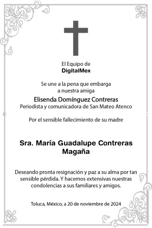 Esquela Guadalupe Contreras Magaña