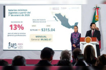 La presidenta Claudia Sheinbaum anunció el aumento al salario mínimo 2026 durante su conferencia matutina de este 3 de diciembre en Palacio Nacional.