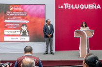 Ricardo Moreno y Cecilia Cruz informaron sobre el avance del registro a la Beca Rita Cetina en Toluca.