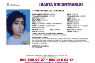 Cynthia González, joven mexiquense desaparecida en Veracruz