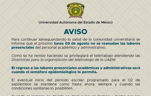 #UAEMex no reanudará actividades de forma presencial el 3 de agosto