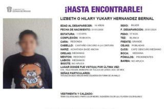 Ficha de búsqueda de Hilary Yukary, desaparecida desde el 9 de junio en Chimalhuacán