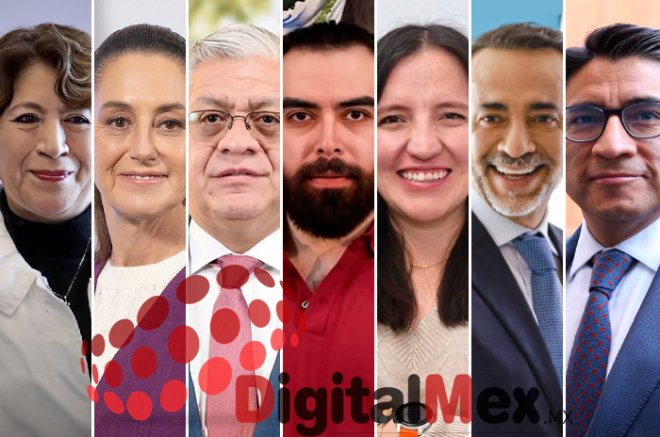 Delfina Gómez, Claudia Sheinbaum, Cristóbal Castañeda, Francisco Rubio, Yuri Castañeda, Fernando Flores, Jesús George Zamora