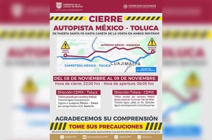 El cierre aplicará en ambos sentidos y abarcará desde la Avenida Carlos Lazo hasta la Universidad Iberoamericana.