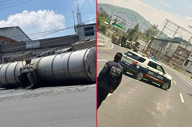 El accidente ocurrió a la altura de la zona conocida como El Vigilante, donde la unidad quedó atravesada en los carriles centrales.