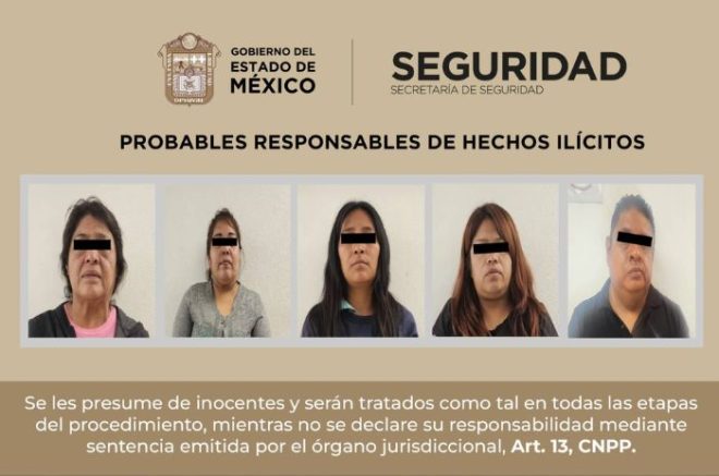 Cinco personas fueron detenidas en Jilotepec por su probable participación en un robo con violencia a transeúnte.