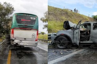 Accidente entre una camioneta Nissan Frontier y un autobús de Flecha Roja deja siete personas lesionadas en la carretera Toluca-Atlacomulco.