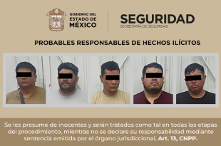 Óscar “N” de 29 años, Luis “N” de 31 años, Ángel “N” de 32 años, Mario “N” de 37 años y Adrián “N” de 39 años de edad fueron presentados ante el Agente del Ministerio Público correspondiente. 