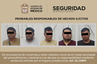 Óscar “N” de 29 años, Luis “N” de 31 años, Ángel “N” de 32 años, Mario “N” de 37 años y Adrián “N” de 39 años de edad fueron presentados ante el Agente del Ministerio Público correspondiente.