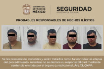 Óscar “N” de 29 años, Luis “N” de 31 años, Ángel “N” de 32 años, Mario “N” de 37 años y Adrián “N” de 39 años de edad fueron presentados ante el Agente del Ministerio Público correspondiente. 