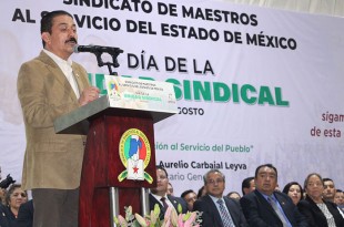 El evento fue presidido por Marco Aurelio Carbajal Leyva, secretario general del SMSEM