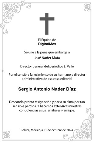 Esquela Sergio Antonio Nader Díaz