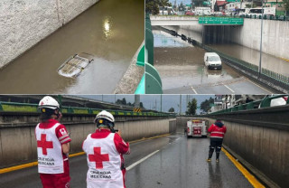Uno de los puntos más afectados fue Paseo Tollocan, a la altura del desnivel de Paseo Colón.