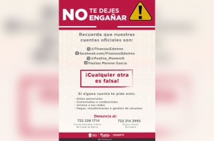 Ni la Secretaría de Finanzas del Estado de México ni su titular se contactarán a través de medios no oficiales.