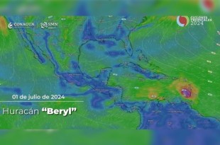 ‘Beryl’ fue elevado a categoría 4 en su avance este lunes hacia el sudeste del Caribe